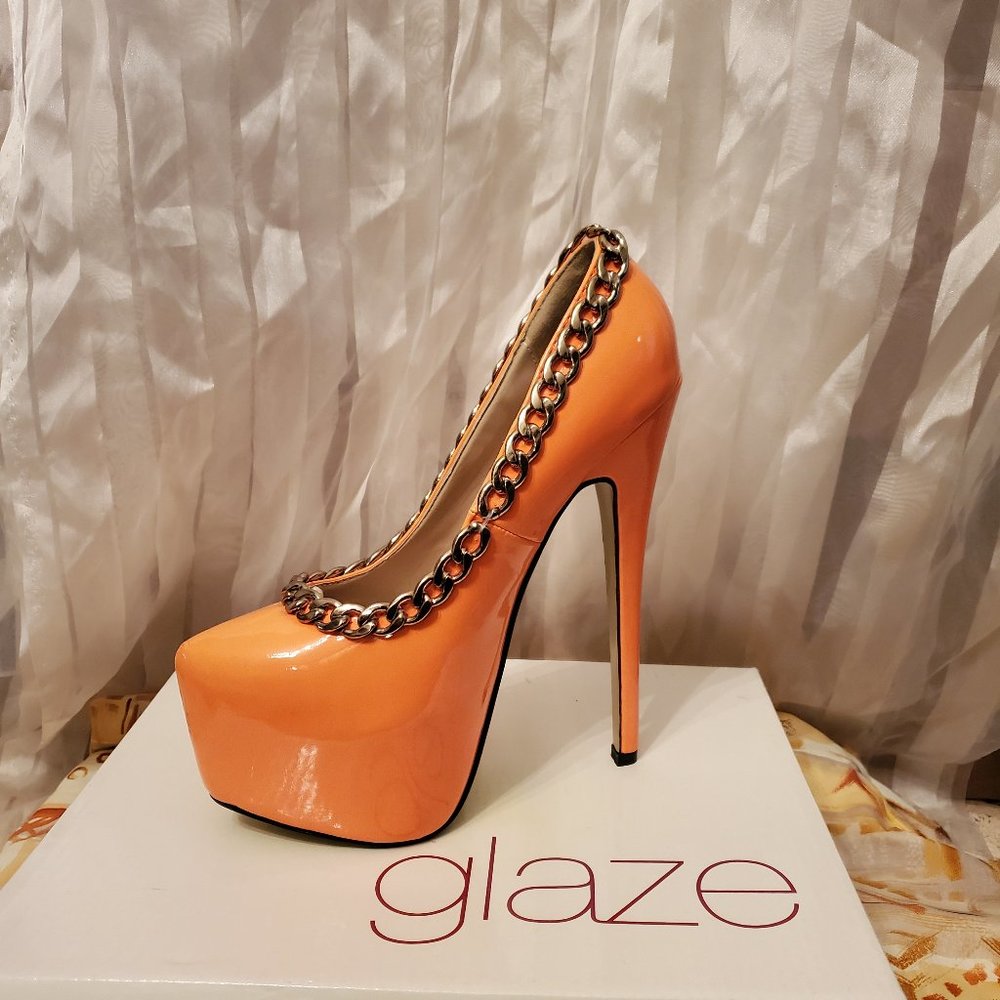 Orange with chain design heel